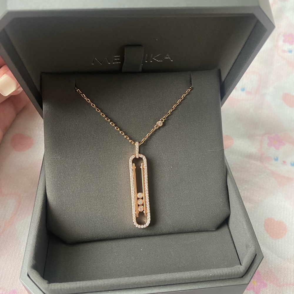 Messika Rose Gold Diamond Slide Pendant Necklace